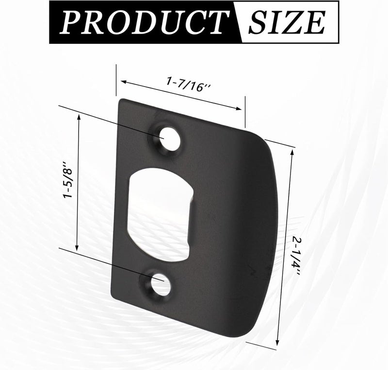 Xorim 12 PCS Door Strike Plate, Strike Plate with 24*Reinforced Screws, Door Plates for Interior Doors for Knob or Latch, Matte Black Finish - Image 2